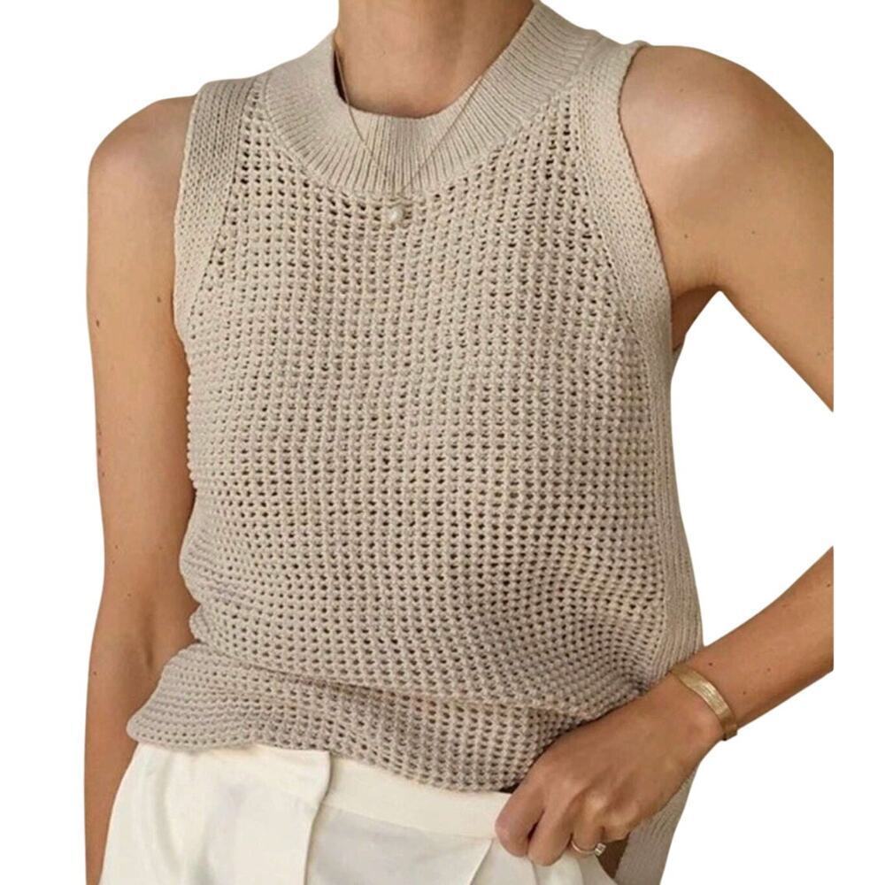 Hollow-Out Sweater Vest in Brown, Size S​​​